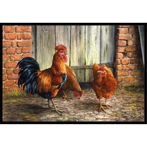 Jensendistributionservices Rooster & Chickens by Daphne Baxter Indoor or Outdoor Mat, 18 x 27 MI2557264 - main
